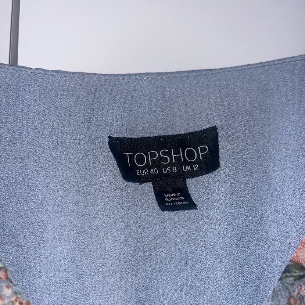 NWOT Topshop Size 8 Baby Blue Floral Print Summer Vacation Party Slip Midi Dress - Picture 6 of 6